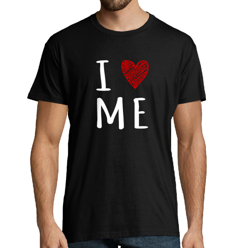 Tee-shirt homme noir I Love Me (Gondrax,Slogans Débiles)