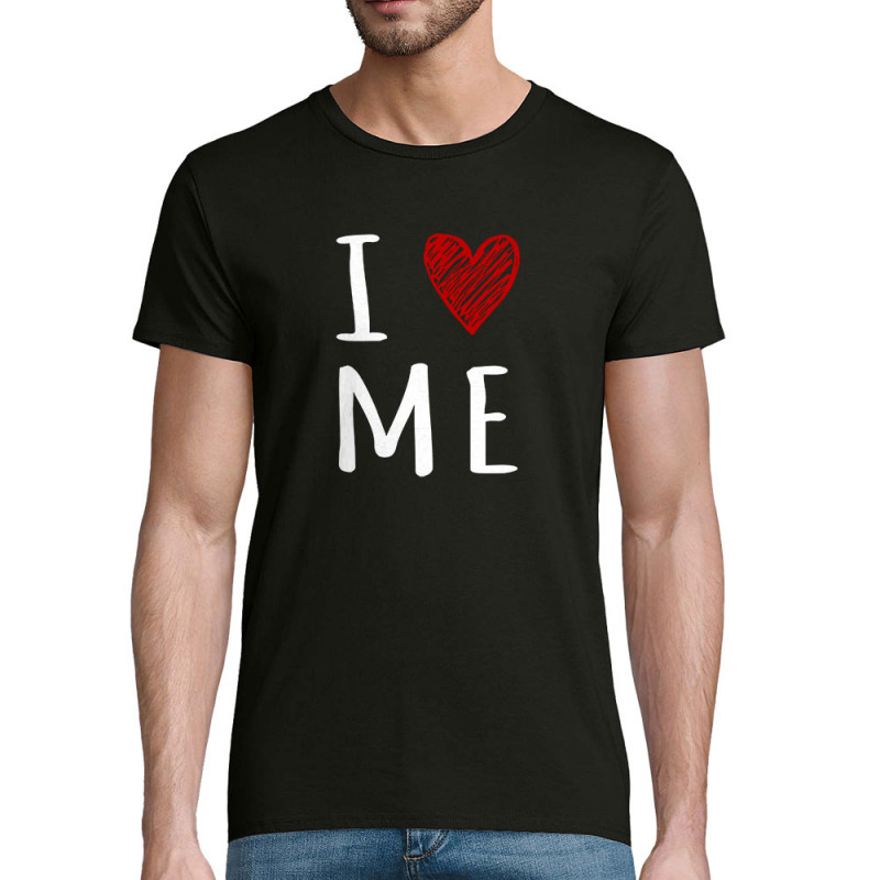T-shirt homme coton bio noir I Love Me (Gondrax,Slogans Débiles)