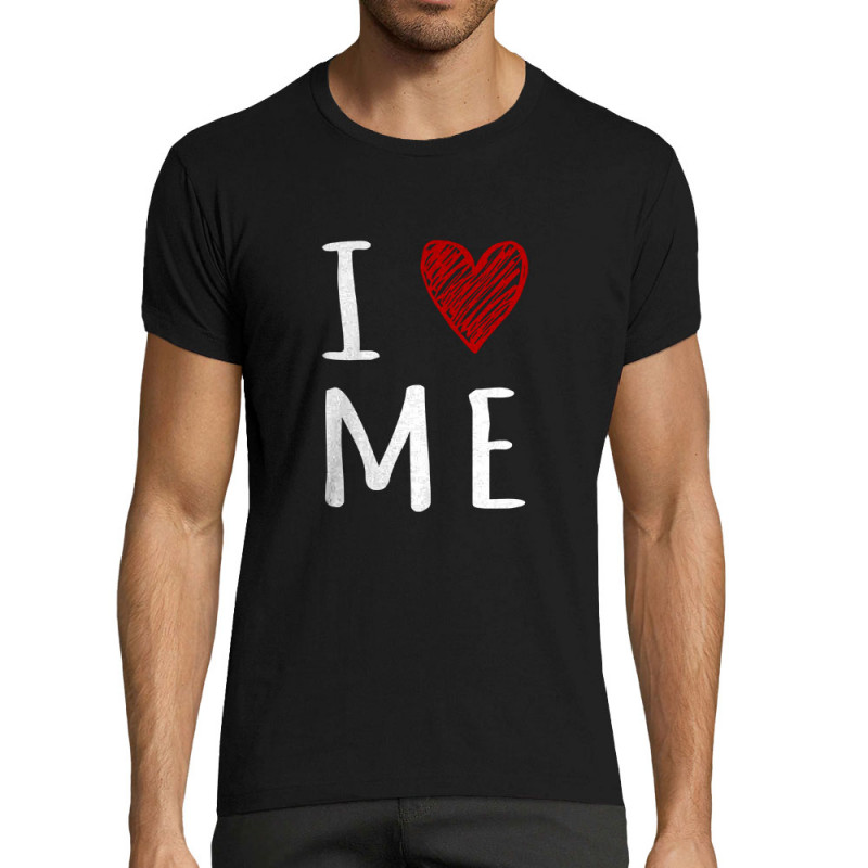 T-shirt homme fit noir I Love Me (Gondrax,Slogans Débiles)