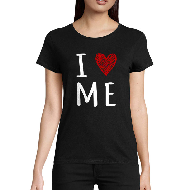 T-shirt femme coton bio noir I Love Me (Gondrax,Slogans Débiles)