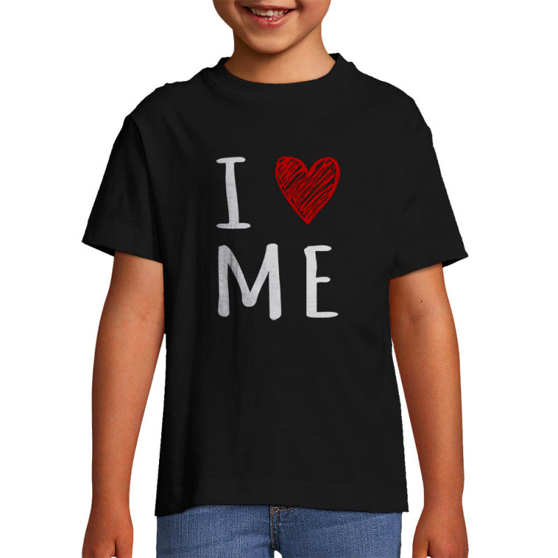 T-shirt enfant noir I Love Me (Gondrax,Slogans Débiles)