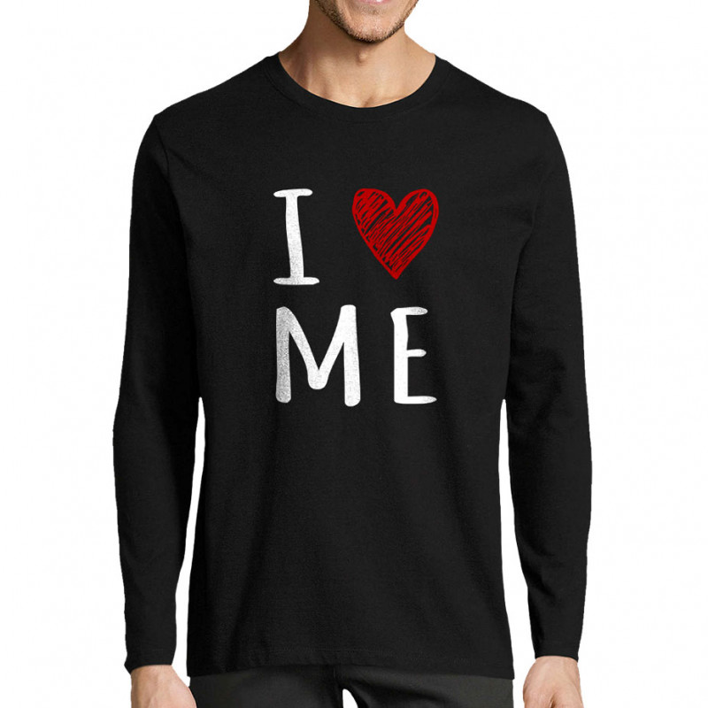 T-shirt homme manches longues noir I Love Me (Gondrax,Slogans Débiles)