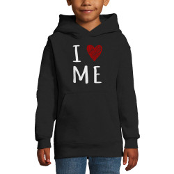 Sweat enfant à capuche noir I Love Me (Gondrax,Slogans Débiles)