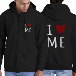 Sweat homme à capuche zippé noir I Love Me (Gondrax,Slogans Débiles)