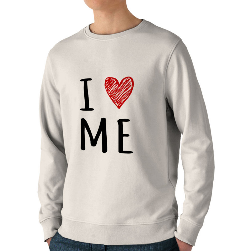 Sweat homme bio col rond naturel I Love Me (Gondrax,Slogans Débiles)