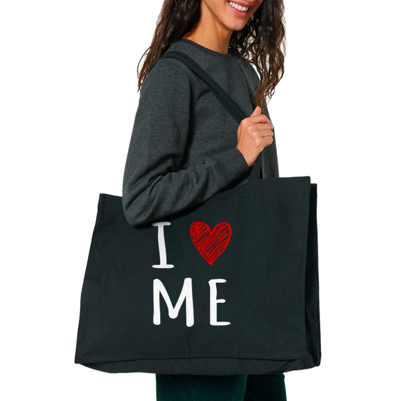 Grand sac shopping en toile recyclé noir I Love Me (Gondrax,Slogans Débiles)