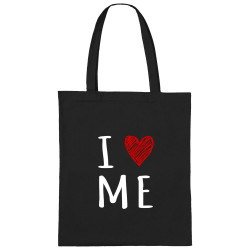 Sac shopping en toile noir I Love Me (Gondrax,Slogans Débiles)