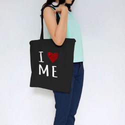Sac shopping en toile noir I Love Me (Gondrax,Slogans Débiles)