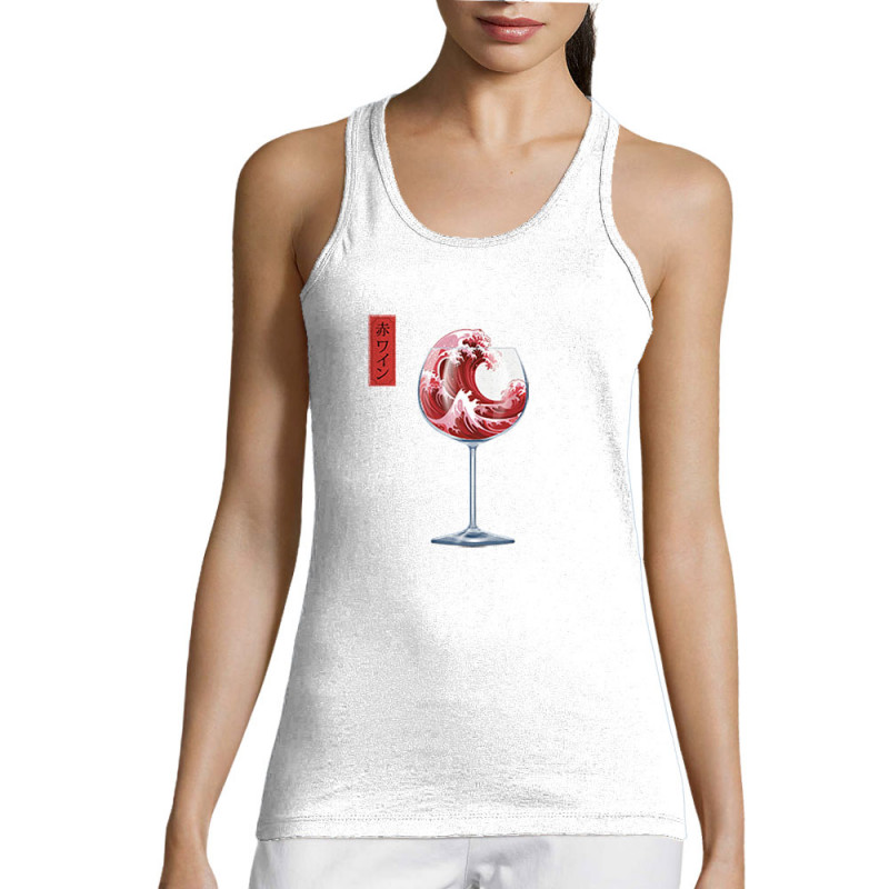 Débardeur femme blanc Pinard Romantique Hokusaï (Andy,Hokusaï,Alcool)