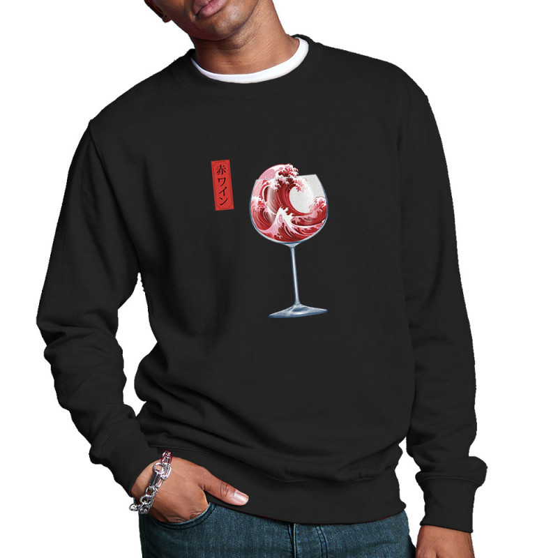 Sweat homme col rond noir Pinard Romantique Hokusaï (Andy,Hokusaï,Alcool)