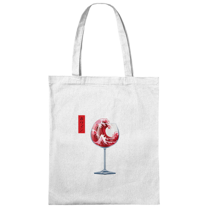 Sac shopping en toile blanc Pinard Romantique Hokusaï (Andy,Hokusaï,Alcool)