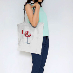 Sac shopping en toile blanc Pinard Romantique Hokusaï (Andy,Hokusaï,Alcool)
