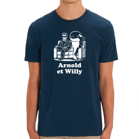 T-shirt homme coton bio bleu marine Arnold et Willy (Ted Boundy,Humour,Films/Séries,Animaux)
