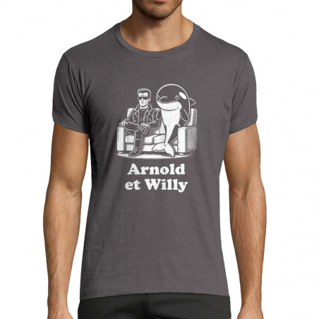 T-shirt homme fit gris foncé Arnold et Willy (Ted Boundy,Humour,Films/Séries,Animaux)