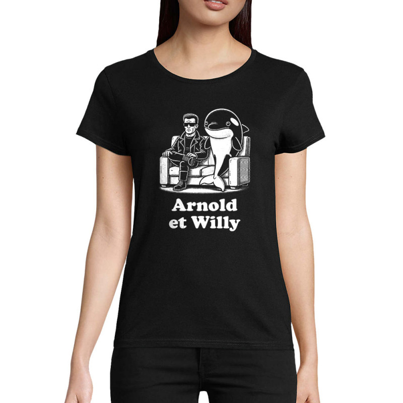 T-shirt femme coton bio noir Arnold et Willy (Ted Boundy,Humour,Films/Séries,Animaux)