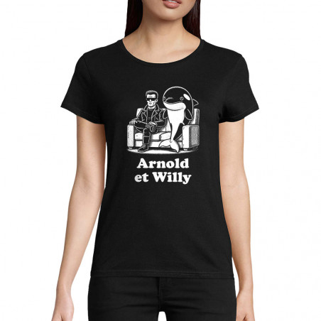 T-shirt femme coton bio noir Arnold et Willy (Ted Boundy,Humour,Films/Séries,Animaux)
