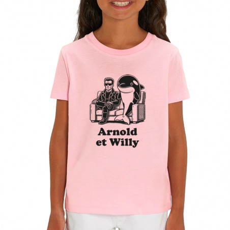 T-shirt enfant coton bio rose clair Arnold et Willy (Ted Boundy,Humour,Films/Séries,Animaux)