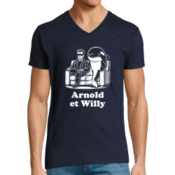 T-shirt homme col V bleu marine Arnold et Willy (Ted Boundy,Humour,Films/Séries,Animaux)