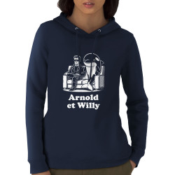Sweat femme à capuche coton bio bleu marine Arnold et Willy (Ted Boundy,Humour,Films/Séries,Animaux)