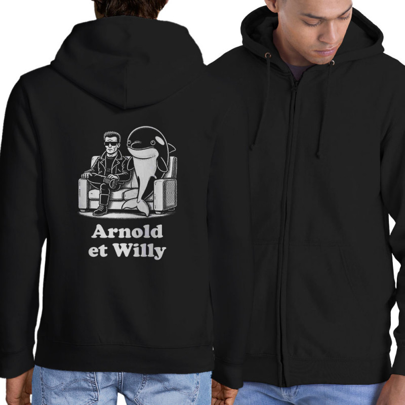 Sweat homme à capuche zippé noir Arnold et Willy (Ted Boundy,Humour,Films/Séries,Animaux)