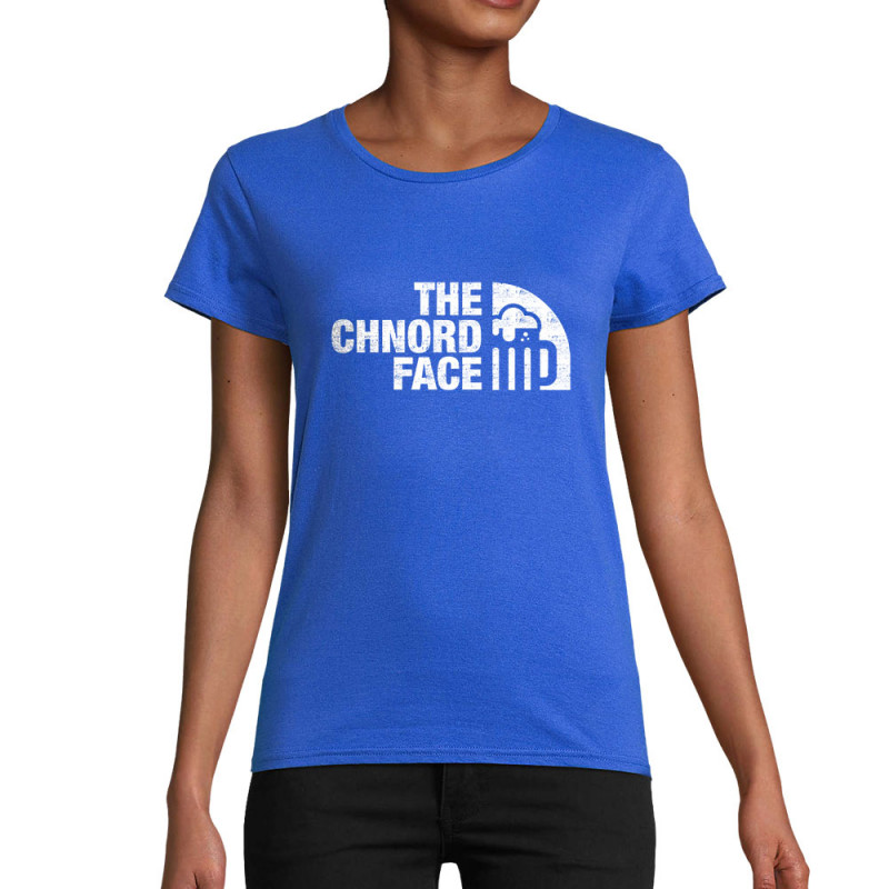 T-shirt femme coton bio bleu royal The Chnord Face (Ted Boundy,Détournements,Alcool)