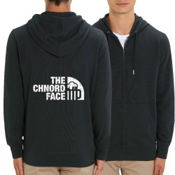 Sweat homme zippé à capuche coton bio noir The Chnord Face (Ted Boundy,Détournements,Alcool)