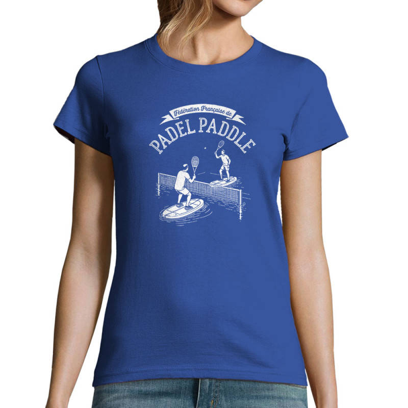 T-shirt femme bleu royal Padel Paddle (Ted Boundy,Humour,Skate)