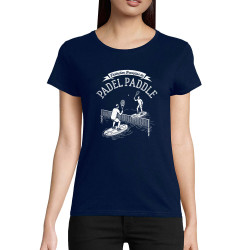 T-shirt femme coton bio bleu marine Padel Paddle (Ted Boundy,Humour,Skate)