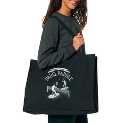 Grand sac shopping en toile recyclé noir Padel Paddle (Ted Boundy,Humour,Skate)