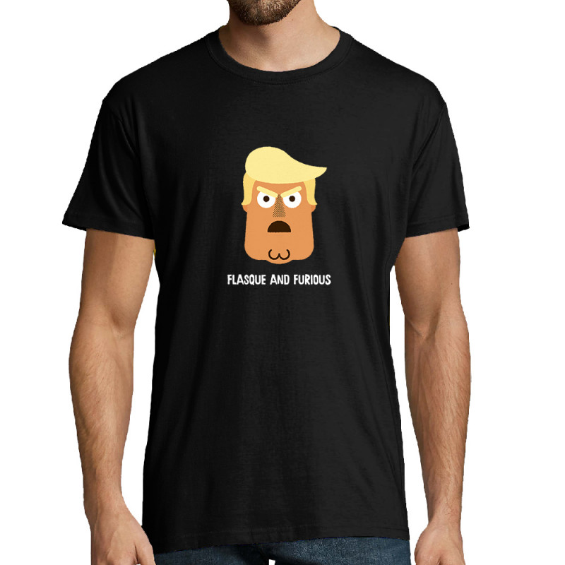 T-shirt homme noir Flasque and Furious (Alex Kidd,Humour,Détournements)