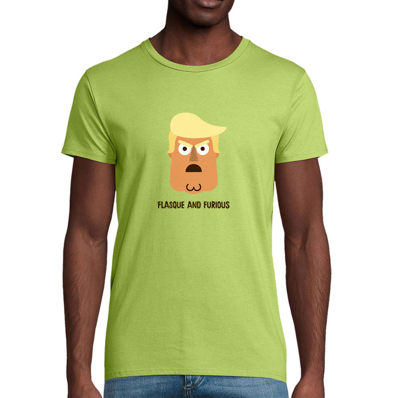 T-shirt homme coton bio vert pomme Flasque and Furious (Alex Kidd,Humour,Détournements)