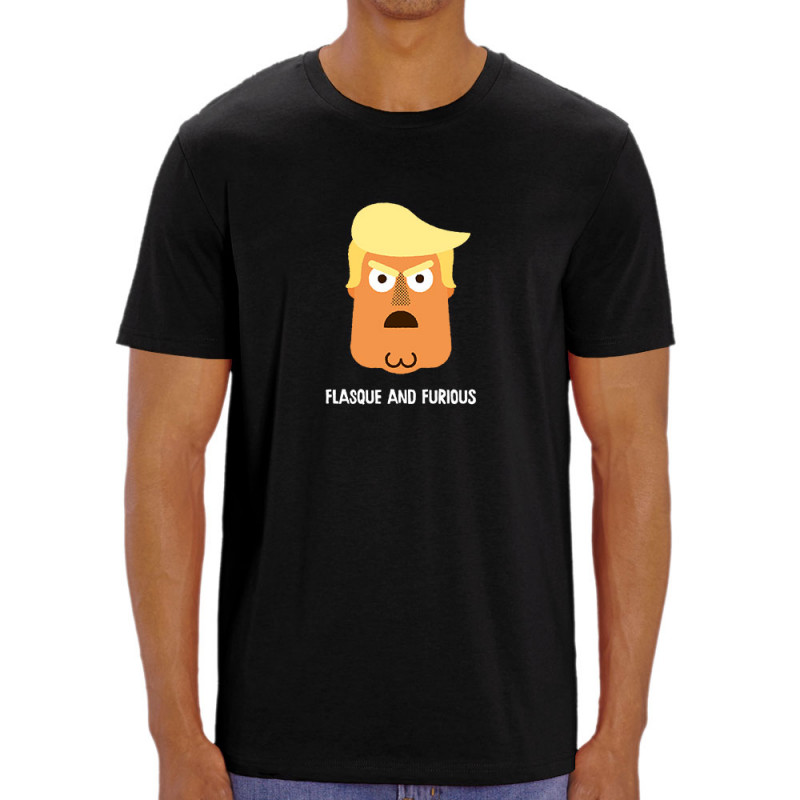 T-shirt homme coton bio noir Flasque and Furious (Alex Kidd,Humour,Détournements)