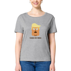 T-shirt femme col large coton bio gris chiné Flasque and Furious (Alex Kidd,Humour,Détournements)