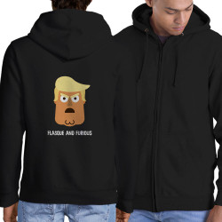 Sweat homme à capuche zippé noir Flasque and Furious (Alex Kidd,Humour,Détournements)