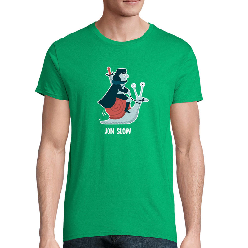 T-shirt homme coton bio vert prairie Jon Slow (Alex Kidd,Humour,Films/Séries)
