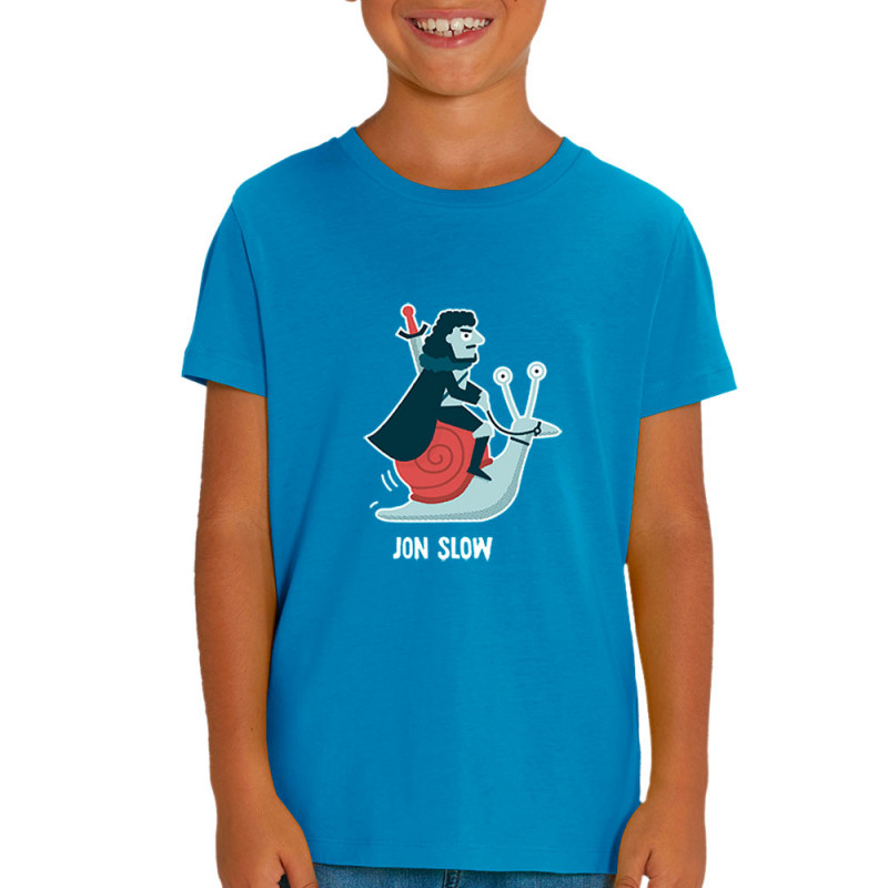 T-shirt enfant coton bio bleu azur Jon Slow (Alex Kidd,Humour,Films/Séries)