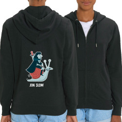 Sweat femme zippé à capuche coton bio noir Jon Slow (Alex Kidd,Humour,Films/Séries)