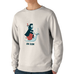 Sweat homme bio col rond blanc Jon Slow (Alex Kidd,Humour,Films/Séries)