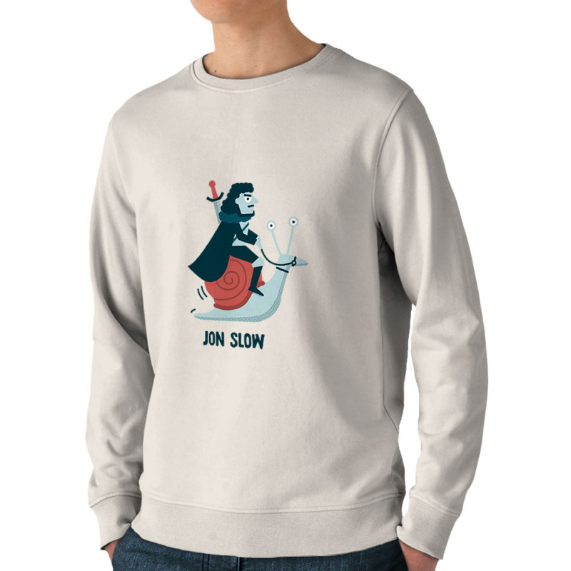 Sweat homme bio col rond blanc Jon Slow (Alex Kidd,Humour,Films/Séries)