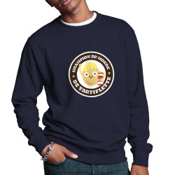 Sweat homme col rond bleu marine Champion du monde de tartiflette (Alex Kidd,Fruits & Légumes)
