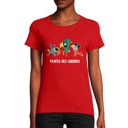 T-shirt femme coton bio rouge Pilates des Caraïbes 2 (Alex Kidd,Animaux,Films/Séries,Humour)