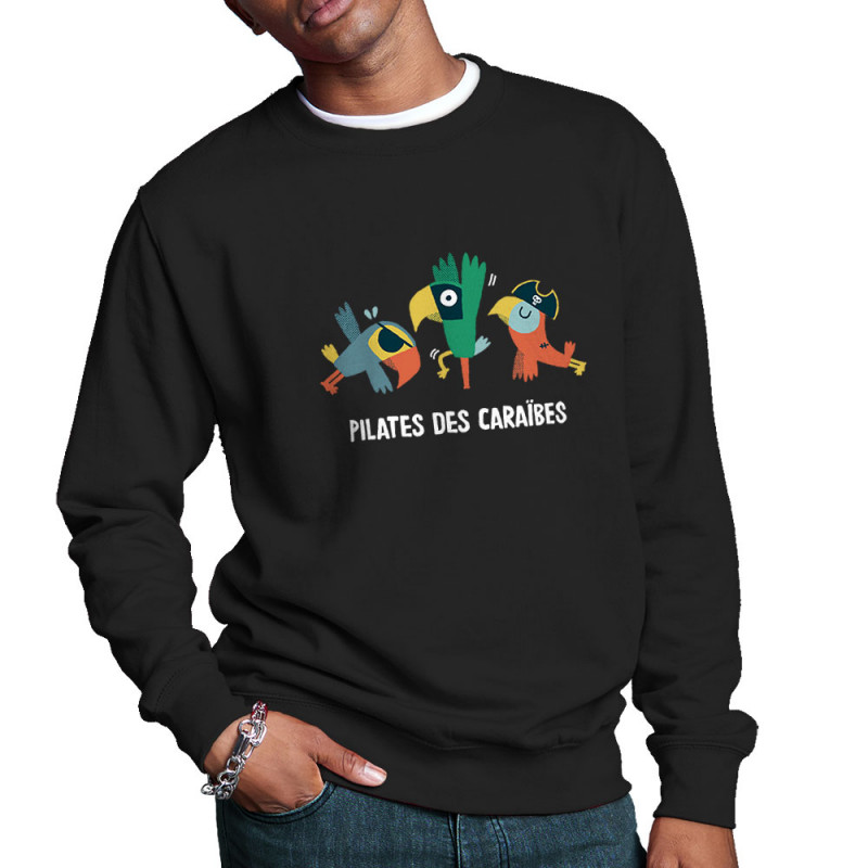 Sweat homme col rond noir Pilates des Caraïbes 2 (Alex Kidd,Animaux,Films/Séries,Humour)