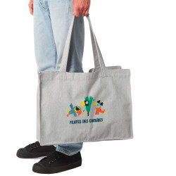 Grand sac shopping en toile recyclé gris chiné Pilates des Caraïbes 2 (Alex Kidd,Animaux,Films/Séries,Humour)