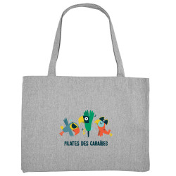 Grand sac shopping en toile recyclé gris chiné Pilates des Caraïbes 2 (Alex Kidd,Animaux,Films/Séries,Humour)