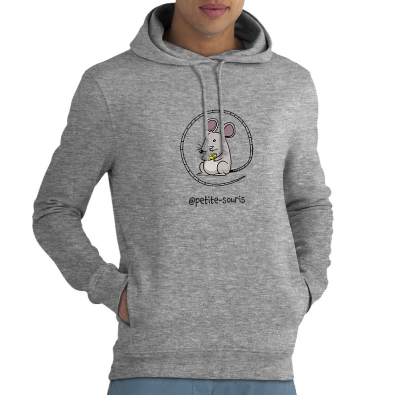 Sweat homme à capuche coton bio gris chiné petite-souris (Gondrax,Animaux,Humour)