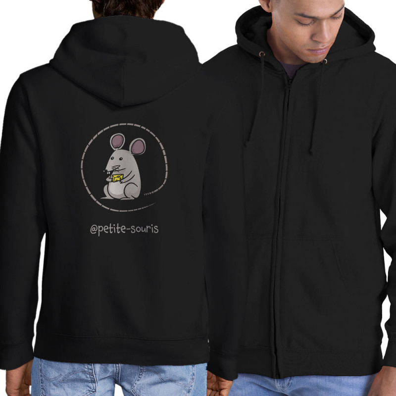 Sweat homme à capuche zippé noir petite-souris (Gondrax,Animaux,Humour)