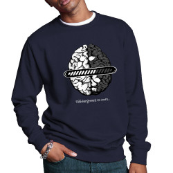 Sweat homme col rond bleu marine Cerveau téléchargement en cours (Gondrax,Humour)