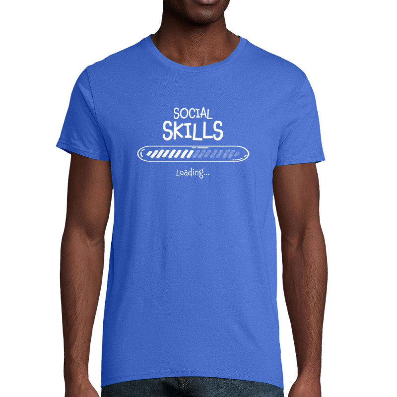 T-shirt homme coton bio bleu royal Social Skills loading (Gondrax,Humour)