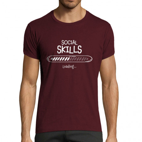 T-shirt homme fit bordeaux Social Skills loading (Gondrax,Humour)