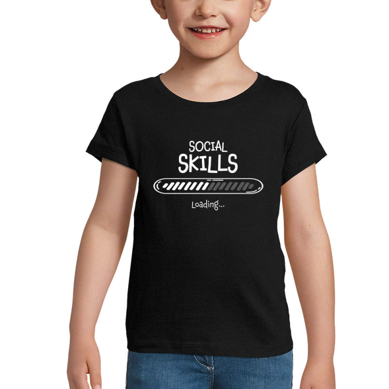 T-shirt fillette noir Social Skills loading (Gondrax,Humour)